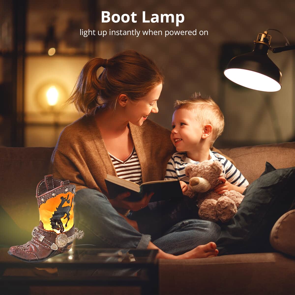 Polyresin Horse Pattern Boot Lamp image number 3