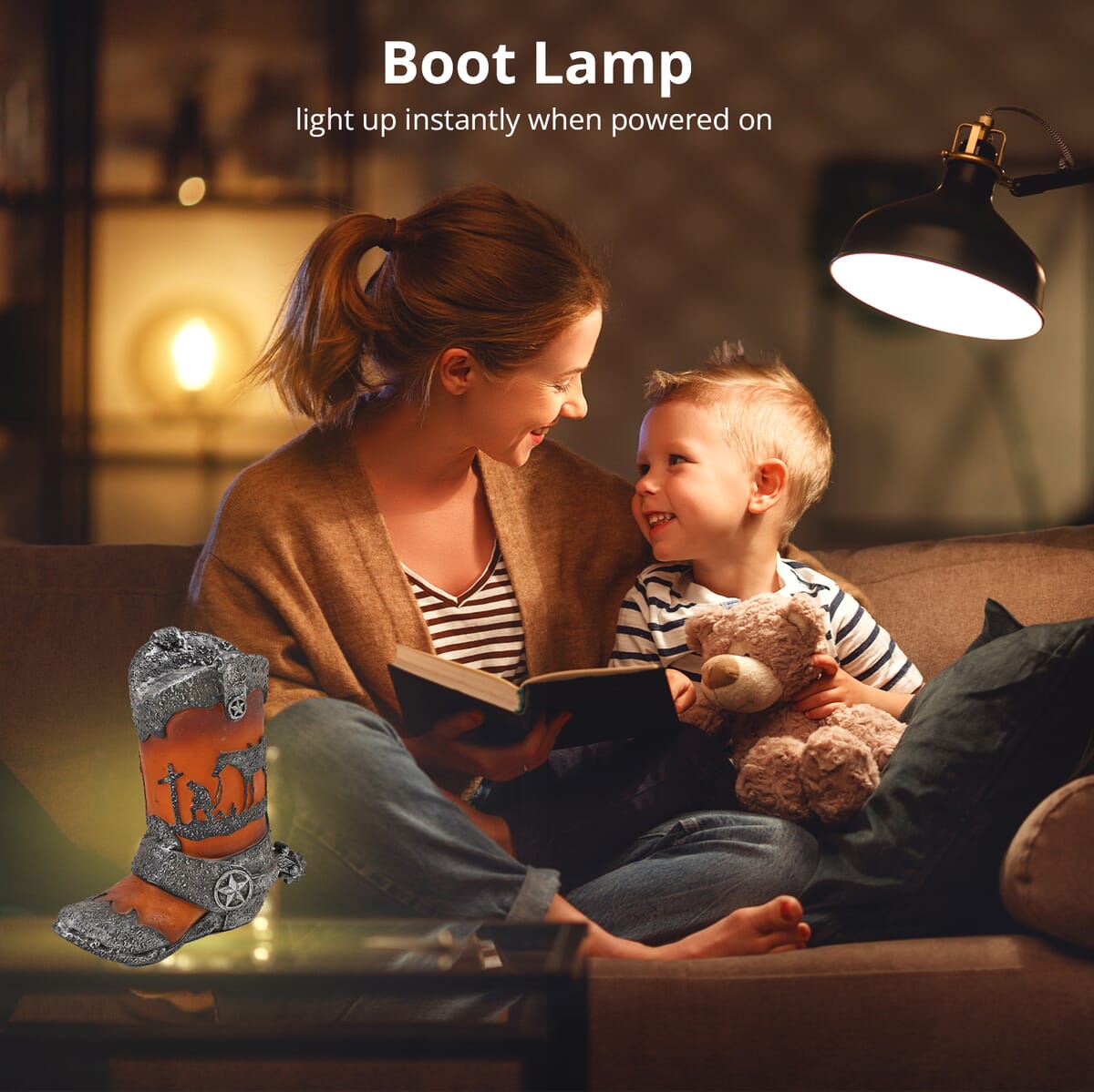 Polyresin Cross Pattern Boot Lamp image number 3