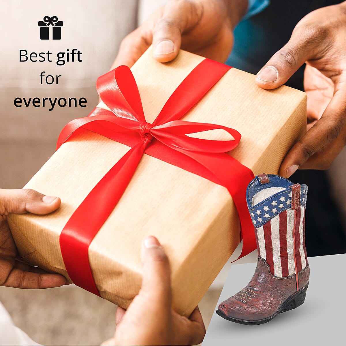 Polyresin US Flag Print Boot Lamp image number 4