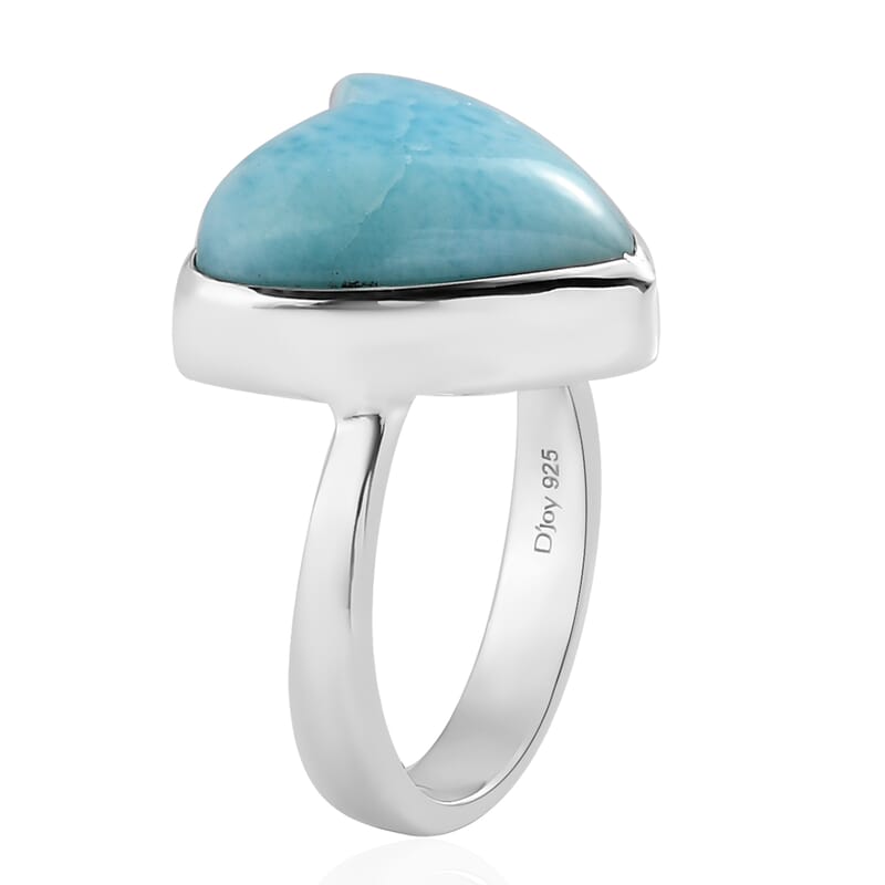 Larimar Heart Ring in Sterling Silver (Size 10.0) 6.75 ctw