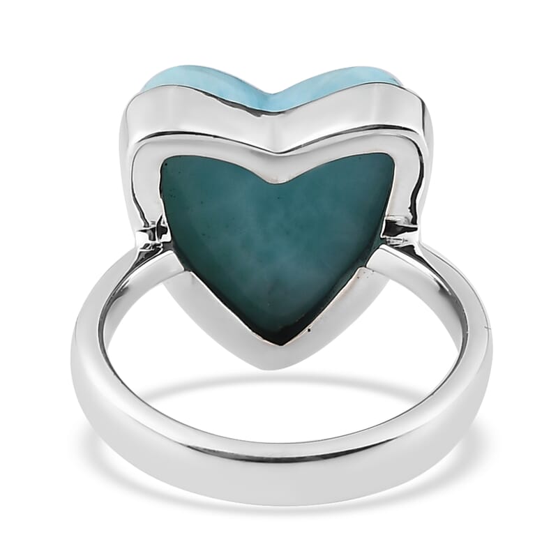 Larimar Heart Ring in Sterling Silver (Size 10.0) 6.75 ctw