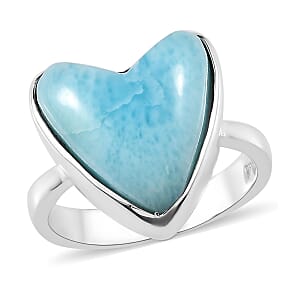 Larimar Heart Ring in Sterling Silver (Size 7.0) 6.75 ctw
