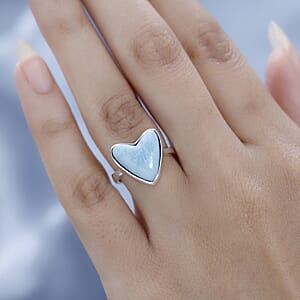 Larimar Heart Ring in Sterling Silver (Size 7.0) 6.75 ctw