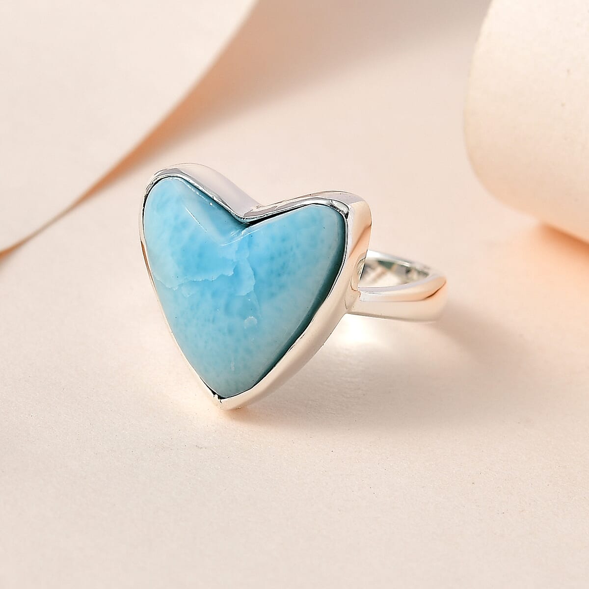 Larimar Heart Ring in Sterling Silver (Size 9.0) 6.75 ctw image number 1