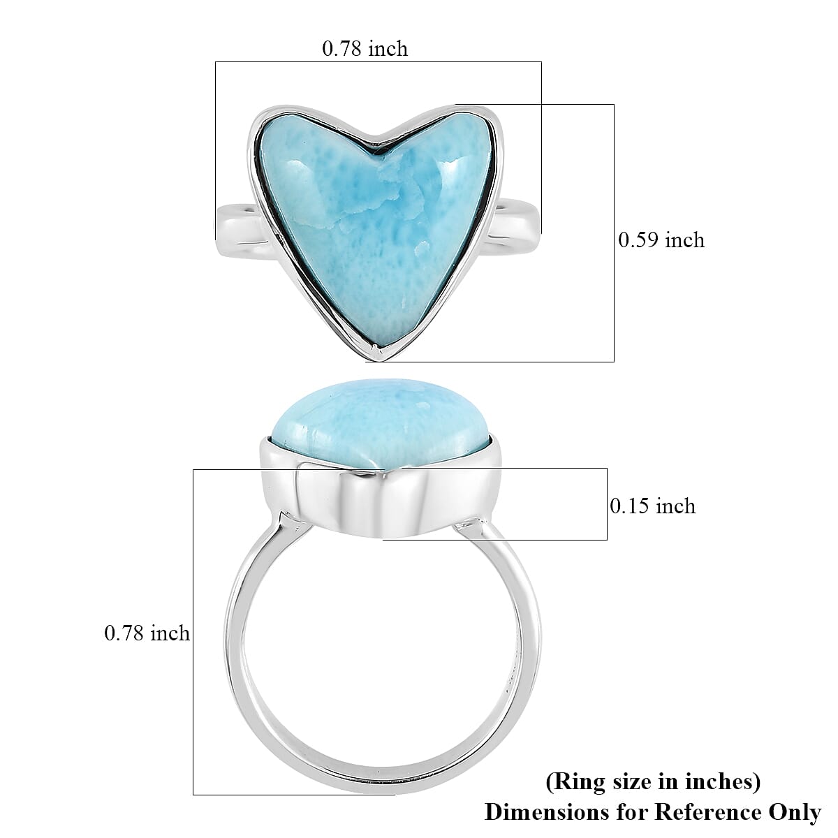 Larimar Heart Ring in Sterling Silver (Size 9.0) 6.75 ctw image number 5