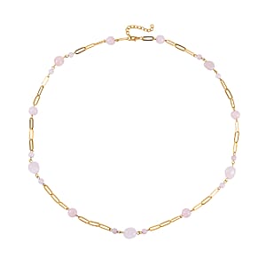 Galilea Rose Quartz 150.00 ctw Paper Clip Chain Necklace in Goldtone 28-30 Inches
