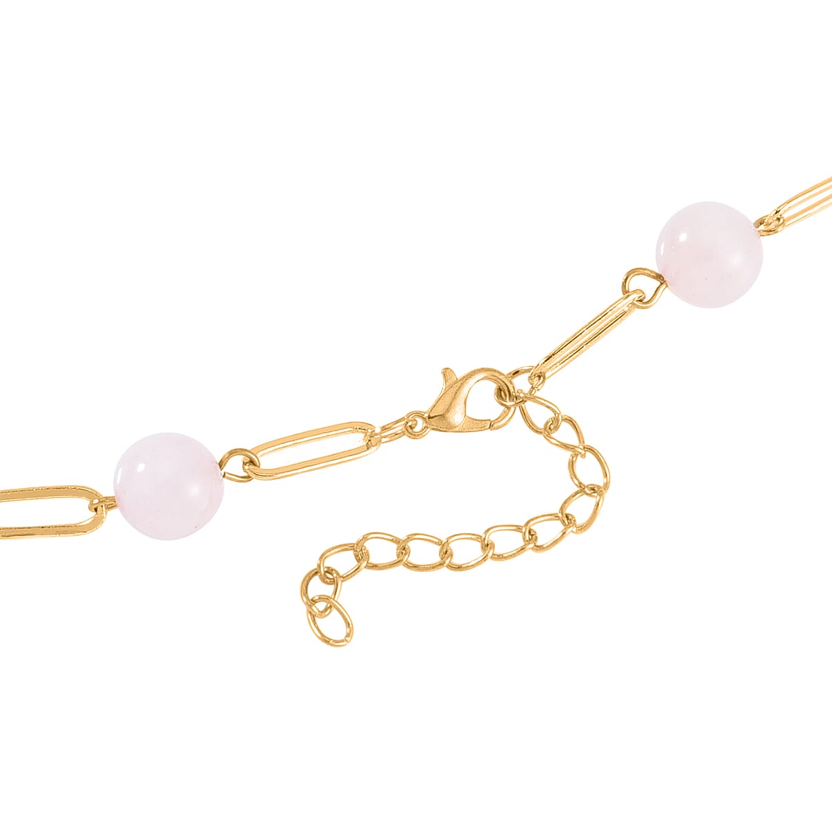 Galilea Rose Quartz 150.00 ctw Paper Clip Chain Necklace in Goldtone 28-30 Inches image number 3