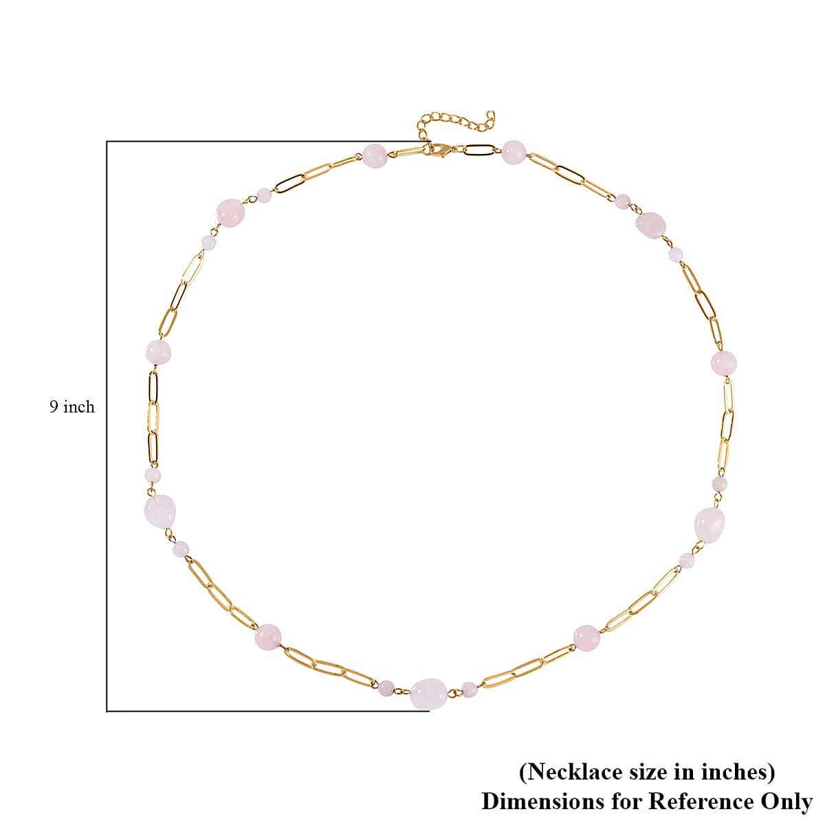 Galilea Rose Quartz 150.00 ctw Paper Clip Chain Necklace in Goldtone 28-30 Inches image number 4