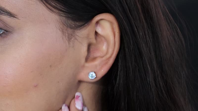 120 Facets Moissanite (Rnd 6.5mm) Stud Earrings in Platinum Over Sterling Silver 2.00 ctw