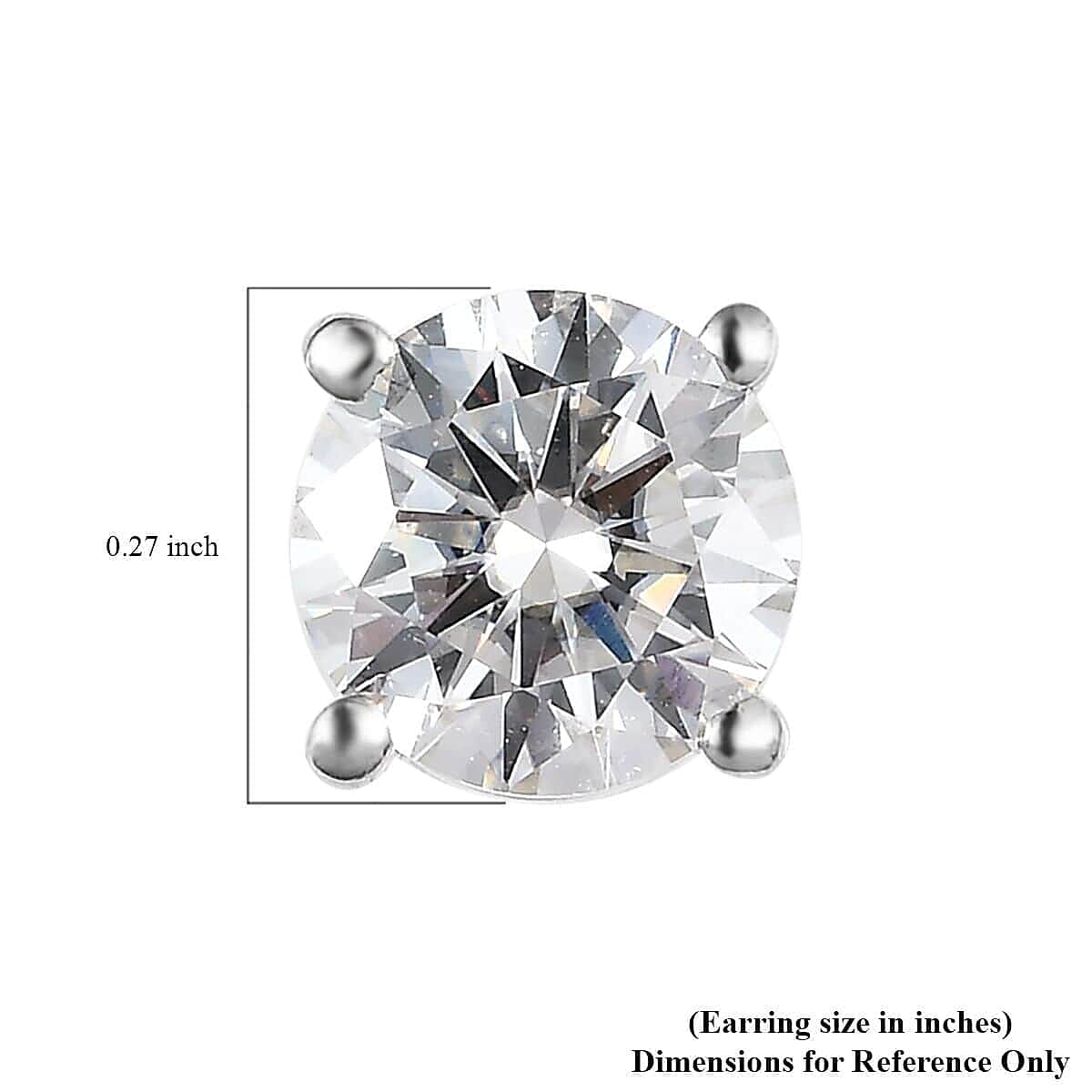 120 Facets Moissanite (Rnd 6.5mm) Stud Earrings in Platinum Over Sterling Silver 2.00 ctw image number 4
