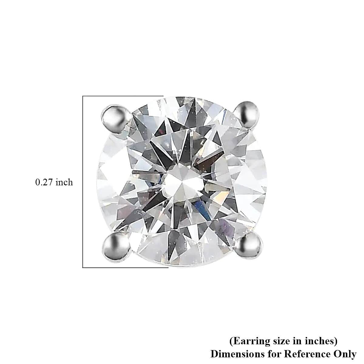 120 Facets Moissanite (Rnd 6.5mm) Stud Earrings in Platinum Over Sterling Silver 2.00 ctw image number 6