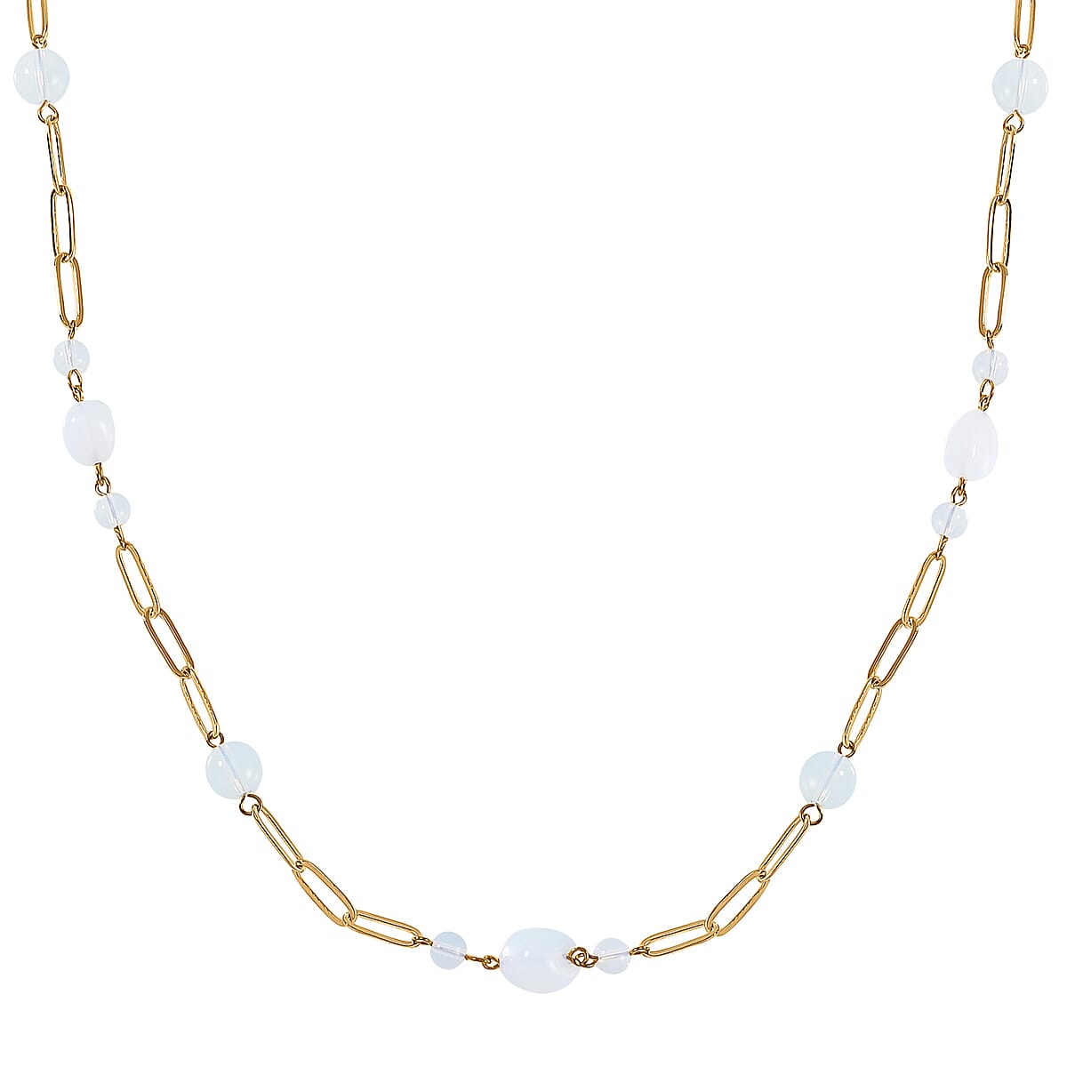 Opalite 110.50 ctw Paper Clip Chain Necklace in Goldtone 28-30 Inches image number 2