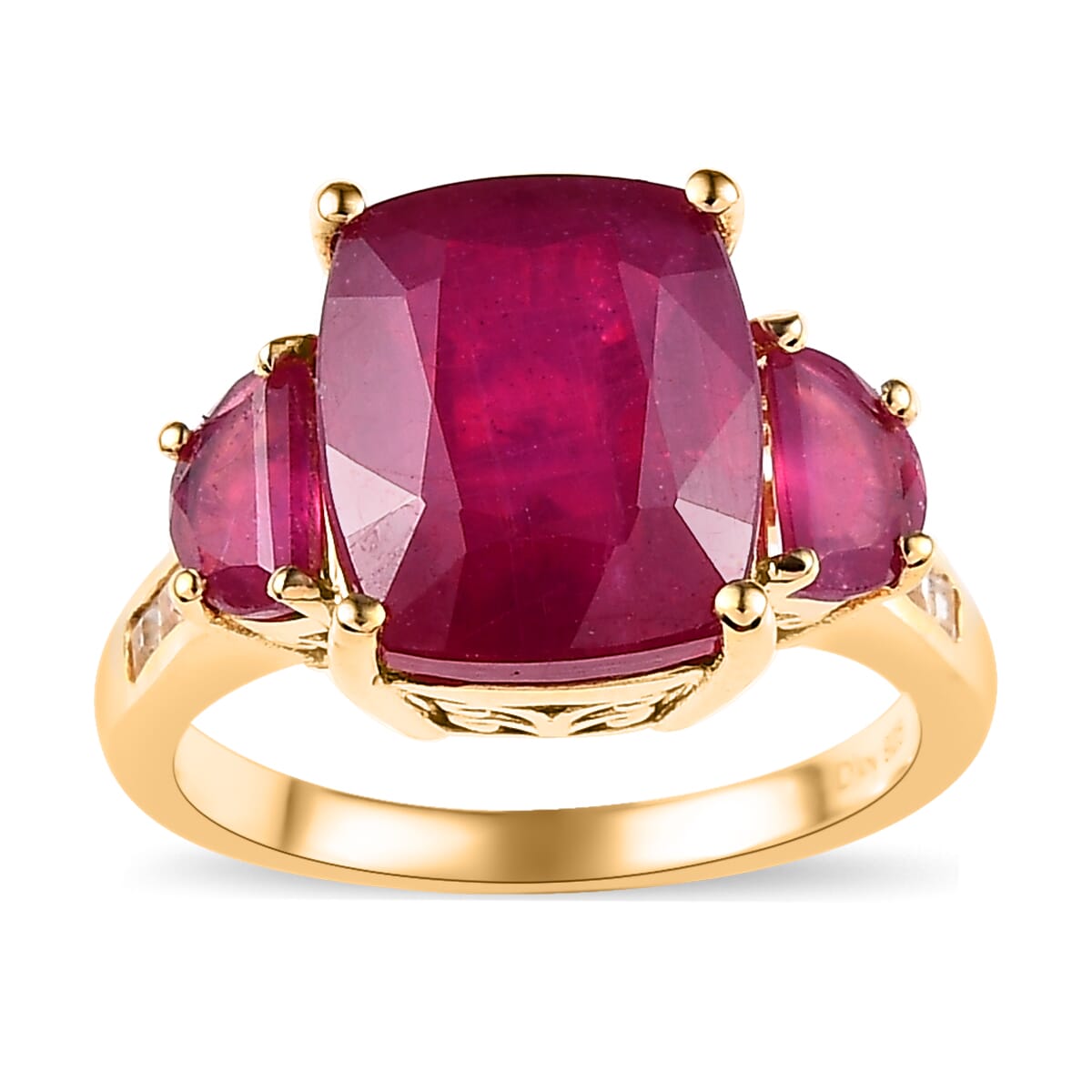 TLV Niassa Ruby (FF), White Topaz Ring in Vermeil YG Over Sterling Silver (Size 10.0) 10.00 ctw image number 0
