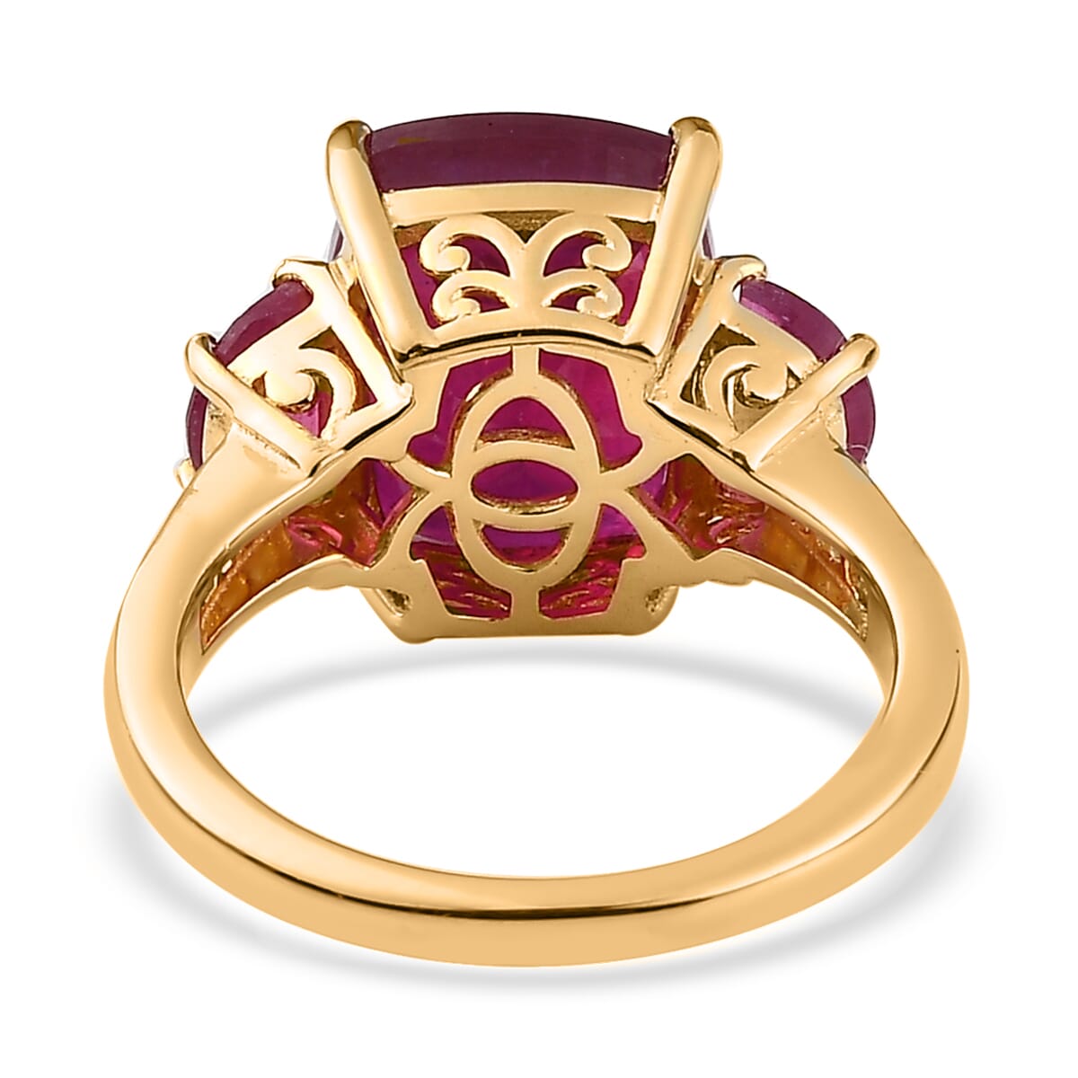 TLV Niassa Ruby (FF), White Topaz Ring in Vermeil YG Over Sterling Silver (Size 10.0) 10.00 ctw image number 4