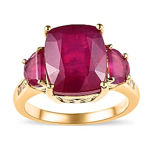 Niassa Ruby (FF) and White Topaz Ring in Vermeil Yellow Gold Over Sterling Silver (Size 7.0) 10.00 ctw