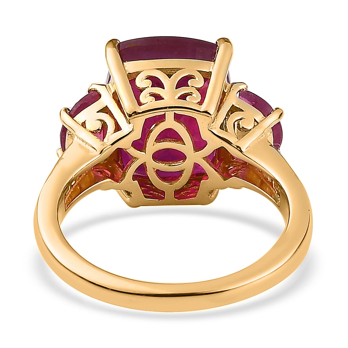 Niassa Ruby (FF) and White Topaz Ring in Vermeil Yellow Gold Over Sterling Silver (Size 7.0) 10.00 ctw image number 4