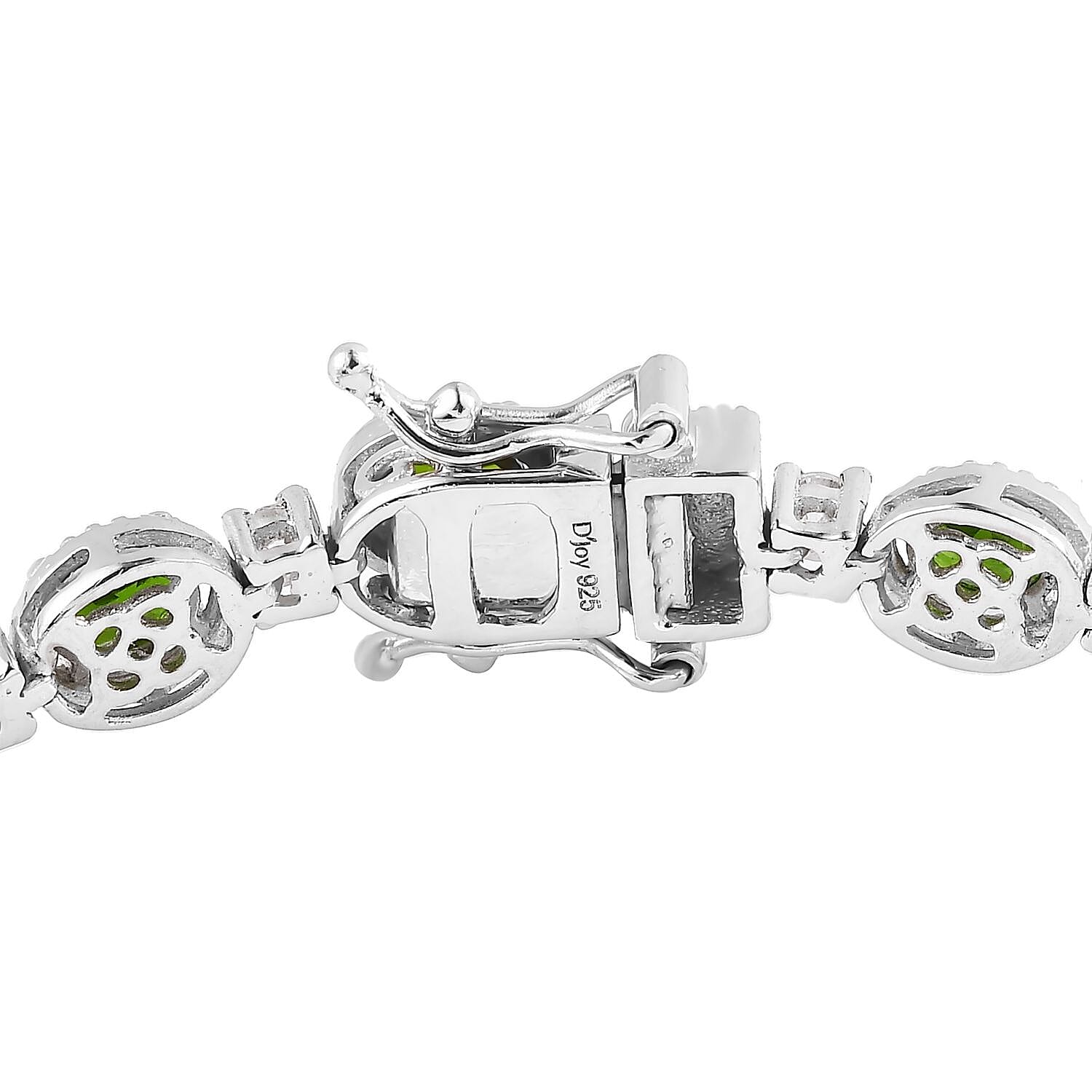 Chrome Diopside and White Zircon Bracelet in Platinum Over Sterling Silver (8.00 In) 8.90 ctw