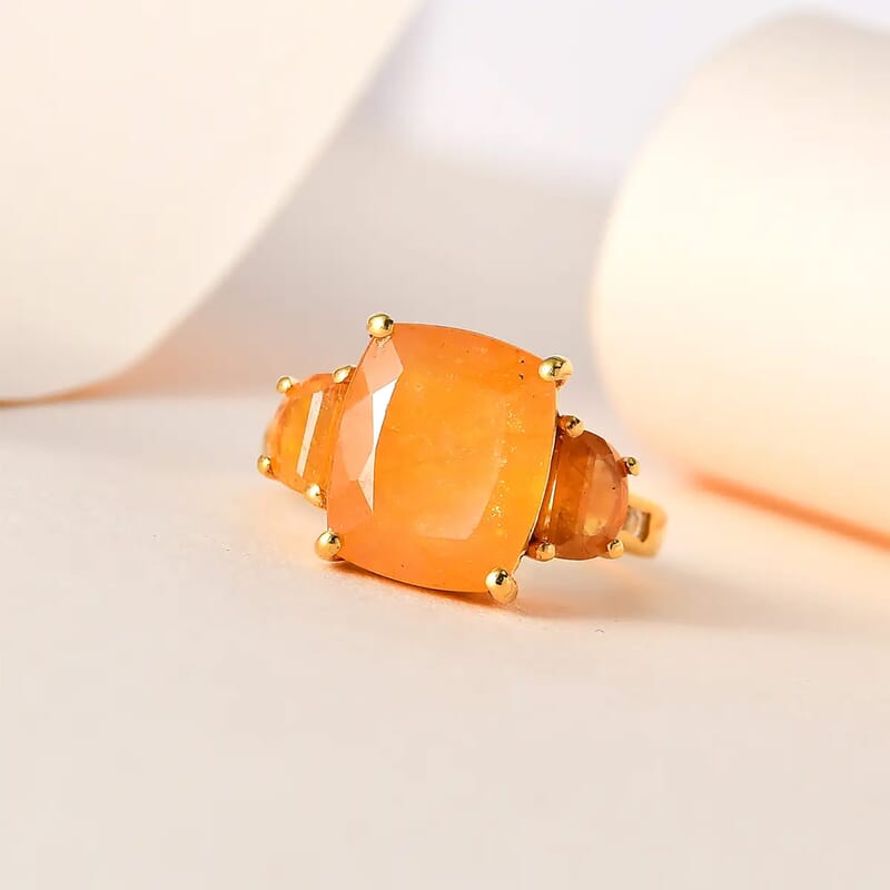 Yellow Sapphire (FF) and White Topaz  Ring in Vermeil Yellow Gold Over Sterling Silver (Size 10.0) 9.50 ctw