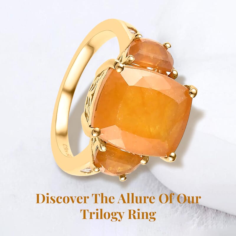 Yellow Sapphire (FF) and White Topaz  Ring in Vermeil Yellow Gold Over Sterling Silver (Size 10.0) 9.50 ctw