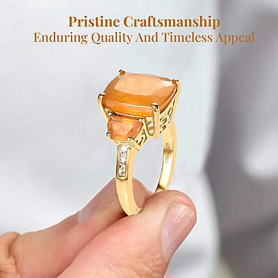 Yellow Sapphire (FF) and White Topaz  Ring in Vermeil Yellow Gold Over Sterling Silver (Size 10.0) 9.50 ctw