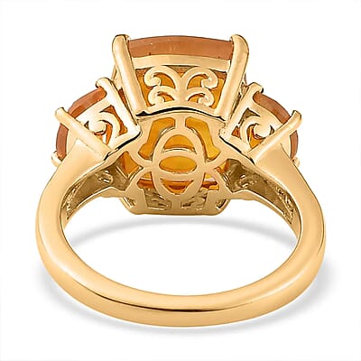 Yellow Sapphire (FF) and White Topaz  Ring in Vermeil Yellow Gold Over Sterling Silver (Size 10.0) 9.50 ctw