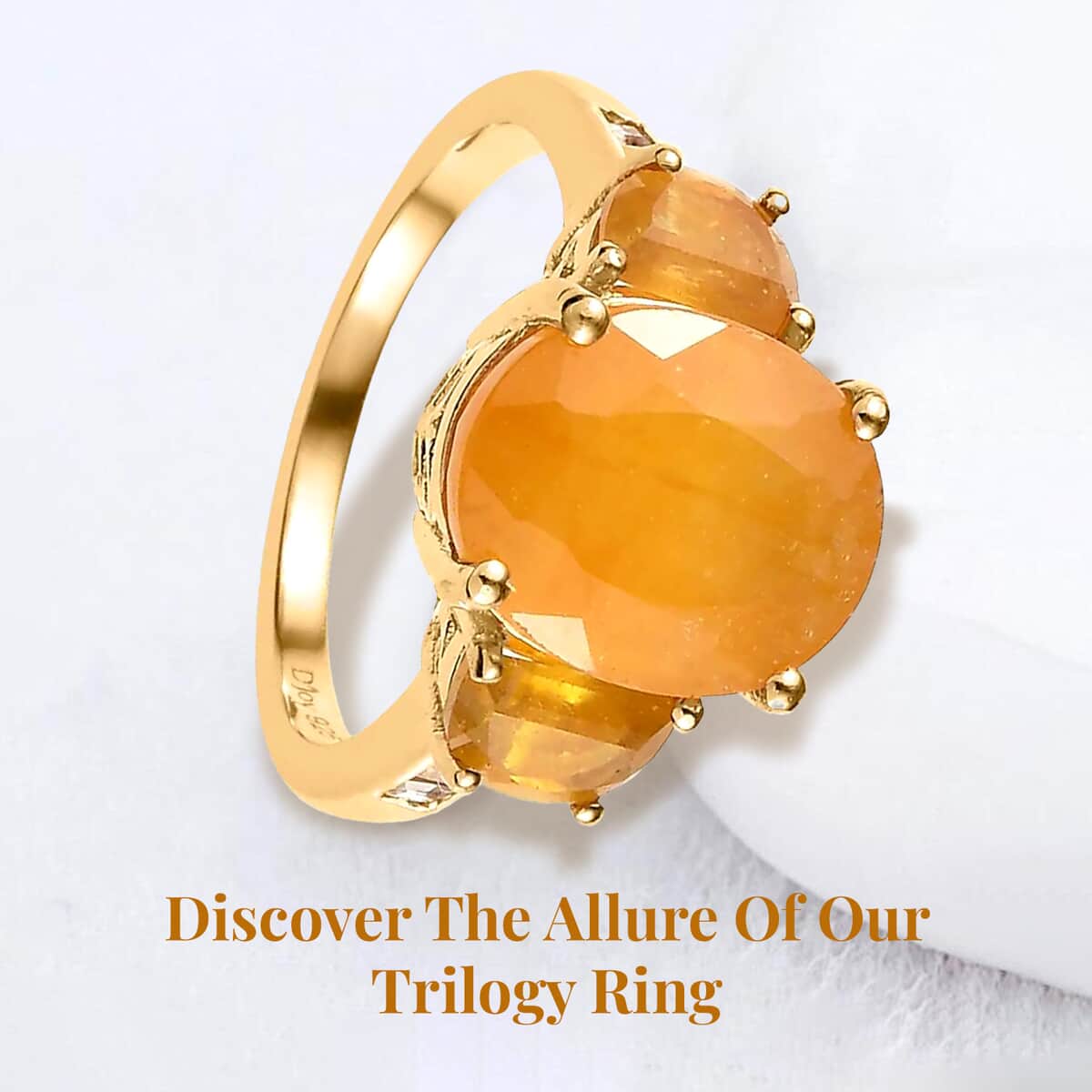 Yellow Sapphire (FF) and White Topaz Trilogy Ring in Vermeil Yellow Gold Over Sterling Silver (Size 6.0) 9.35 ctw image number 2