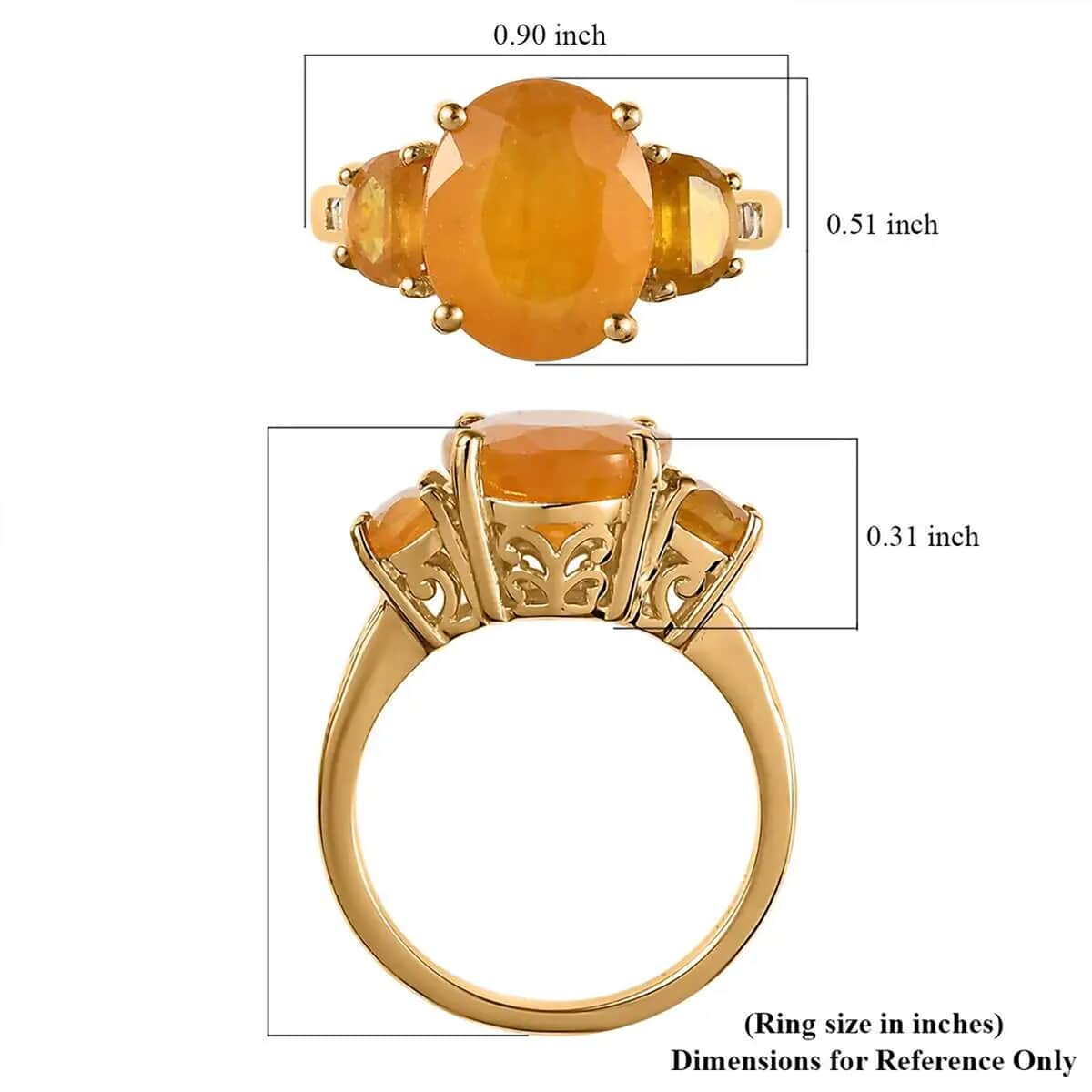 Yellow Sapphire (FF) and White Topaz Trilogy Ring in Vermeil Yellow Gold Over Sterling Silver (Size 6.0) 9.35 ctw image number 6