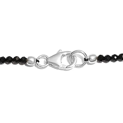 White Freshwater Pearl and Thai Black Spinel Necklace 20 Inches in Sterling Silver 20.00 ctw