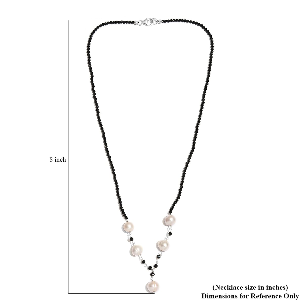 White Freshwater Pearl and Thai Black Spinel Necklace 20 Inches in Sterling Silver 20.00 ctw image number 5