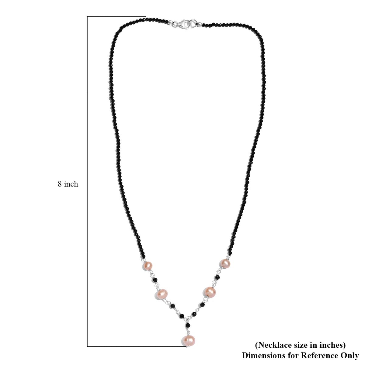 Golden Freshwater Pearl and Thai Black Spinel Necklace 20 Inches in Sterling Silver 15.00 ctw image number 5