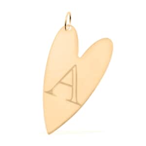 Italian 10K Yellow Gold Initial A Heart Pendant