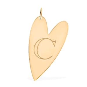 Italian 10K Yellow Gold Initial C Heart Pendant