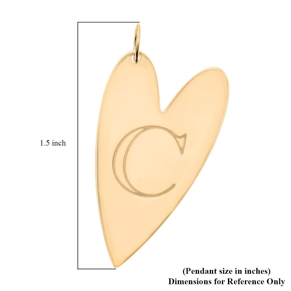 Italian 10K Yellow Gold Initial C Heart Pendant image number 4