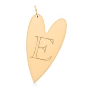 Italian 10K Yellow Gold Initial E Heart Pendant