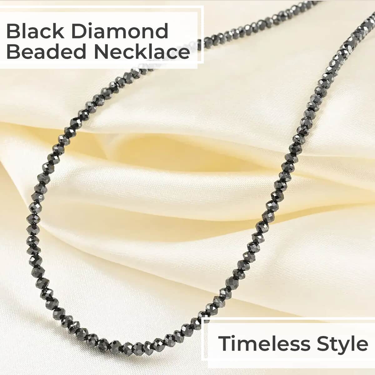 Certified & Appraised Rhapsody Black Diamond 24.00 ctw Beaded Necklace in 950 Platinum, 18 Inch Necklace, Black Diamond Necklace image number 1