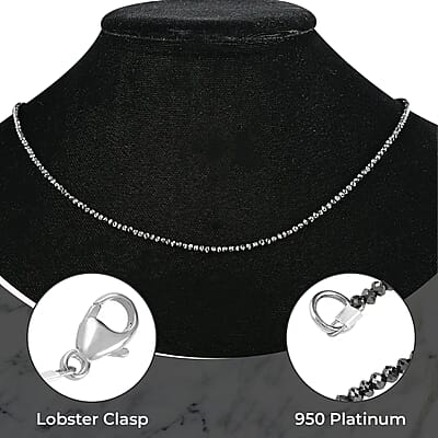 Certified & Appraised Rhapsody Black Diamond 24.00 ctw Beaded Necklace in 950 Platinum, 18 Inch Necklace, Black Diamond Necklace
