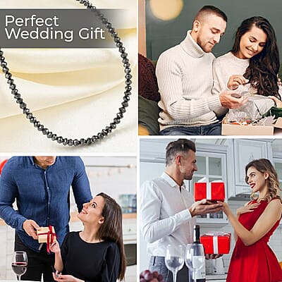 Certified & Appraised Rhapsody Black Diamond 24.00 ctw Beaded Necklace in 950 Platinum, 18 Inch Necklace, Black Diamond Necklace