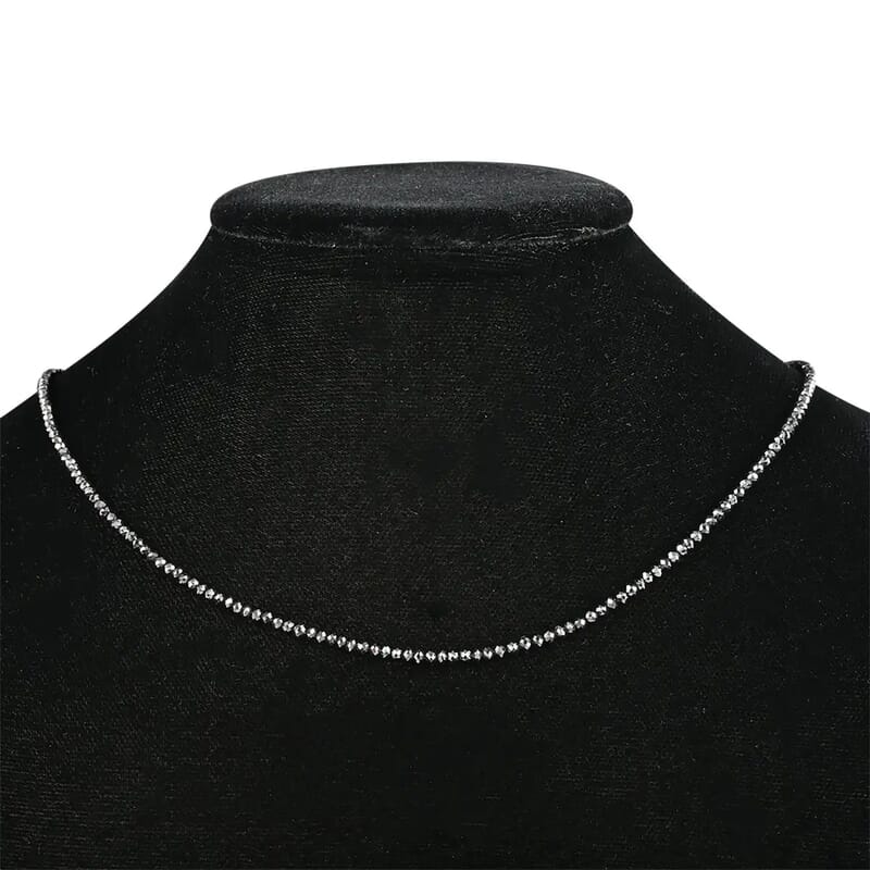 Certified & Appraised Rhapsody Black Diamond 24.00 ctw Beaded Necklace in 950 Platinum, 18 Inch Necklace, Black Diamond Necklace