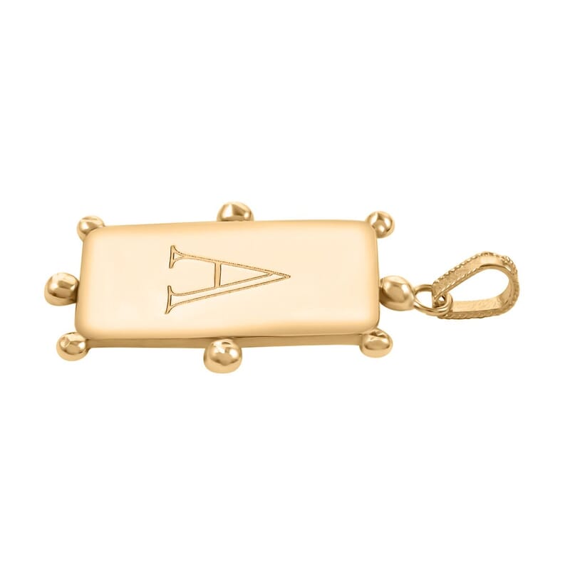 Italian 10K Yellow Gold Initial A Engravable Marine Pendant