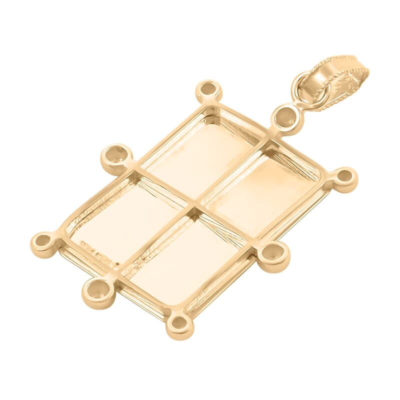 Italian 10K Yellow Gold Initial A Engravable Marine Pendant