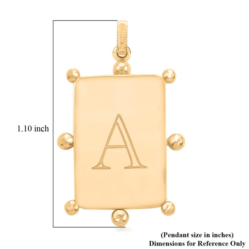 Italian 10K Yellow Gold Initial A Engravable Marine Pendant