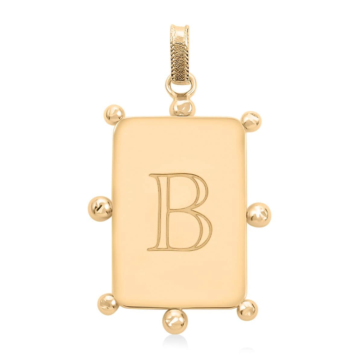 Italian 10K Yellow Gold Initial B Engravable Pendant image number 0