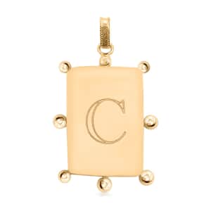 Italian 10K Yellow Gold Initial C Engravable Pendant