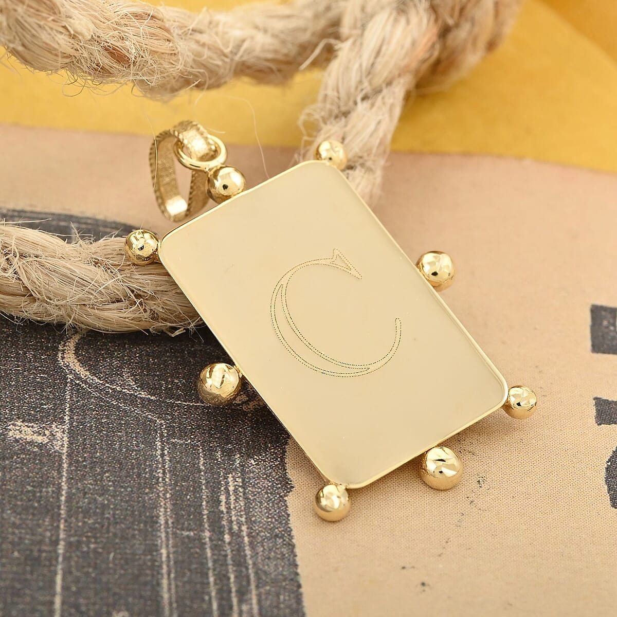 Italian 10K Yellow Gold Initial C Engravable Pendant image number 1
