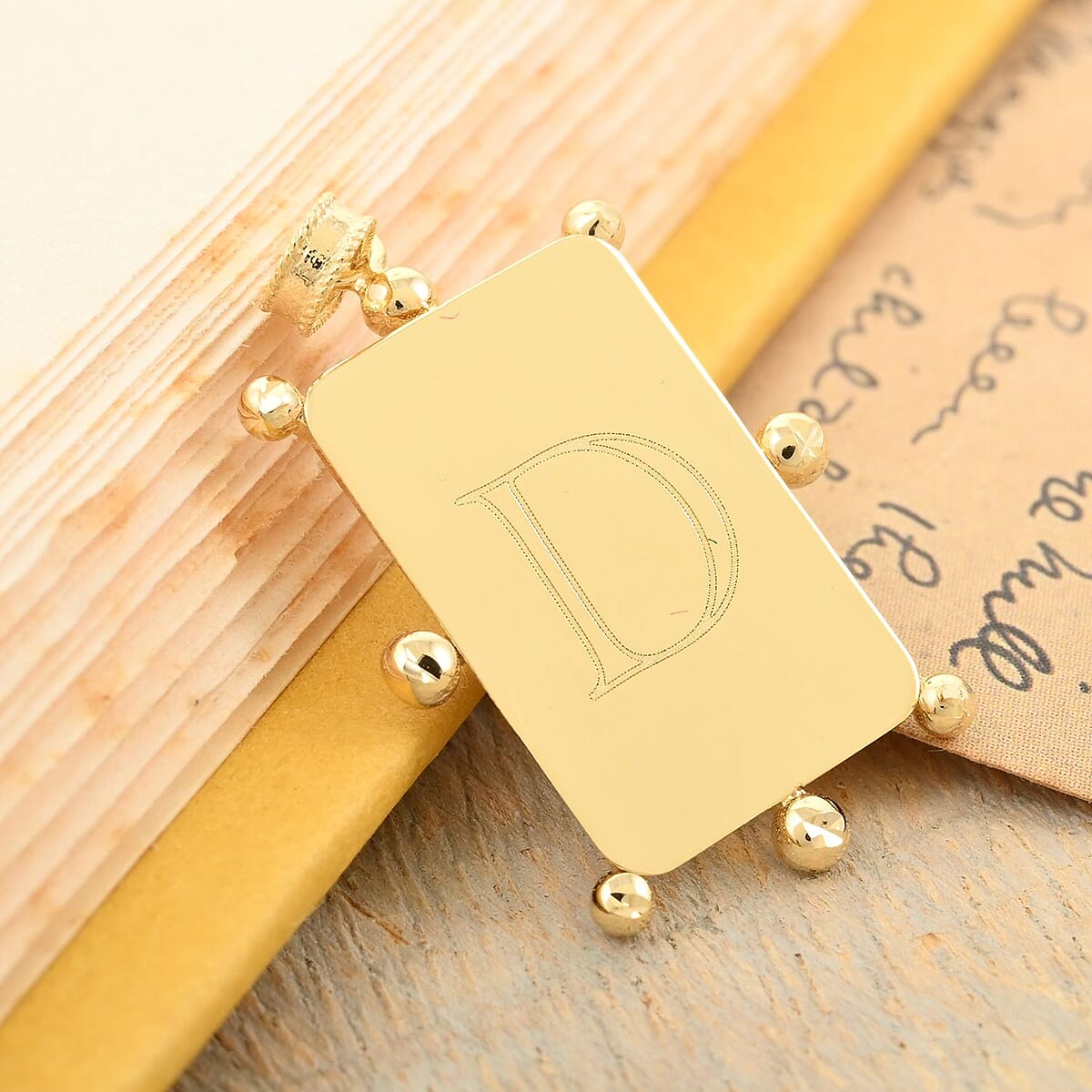 Italian 10K Yellow Gold Initial D Engravable Pendant image number 1
