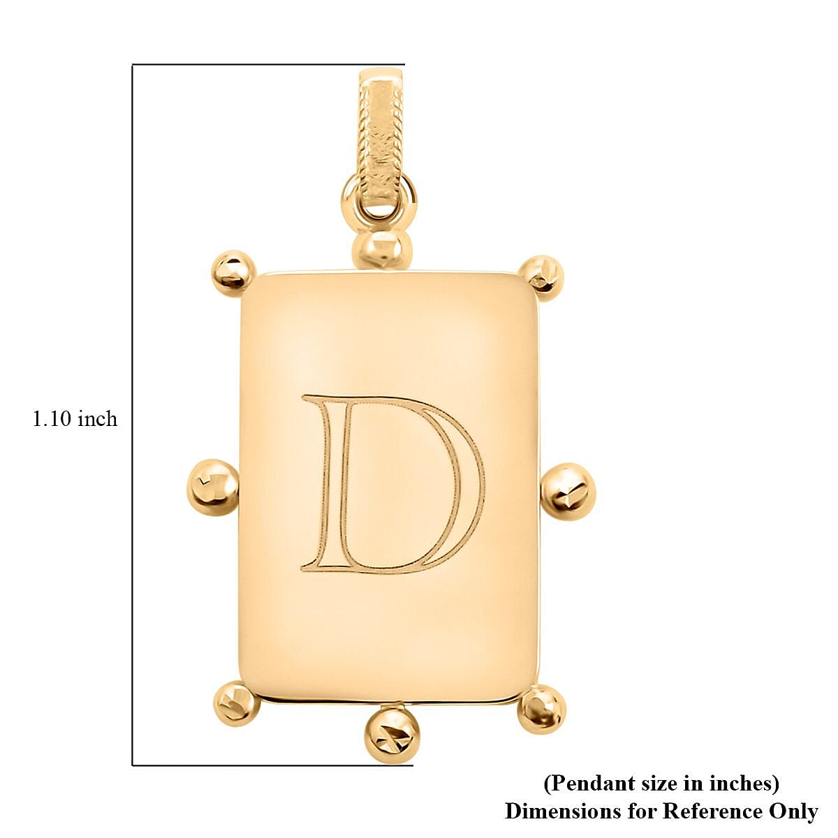Italian 10K Yellow Gold Initial D Engravable Pendant image number 5