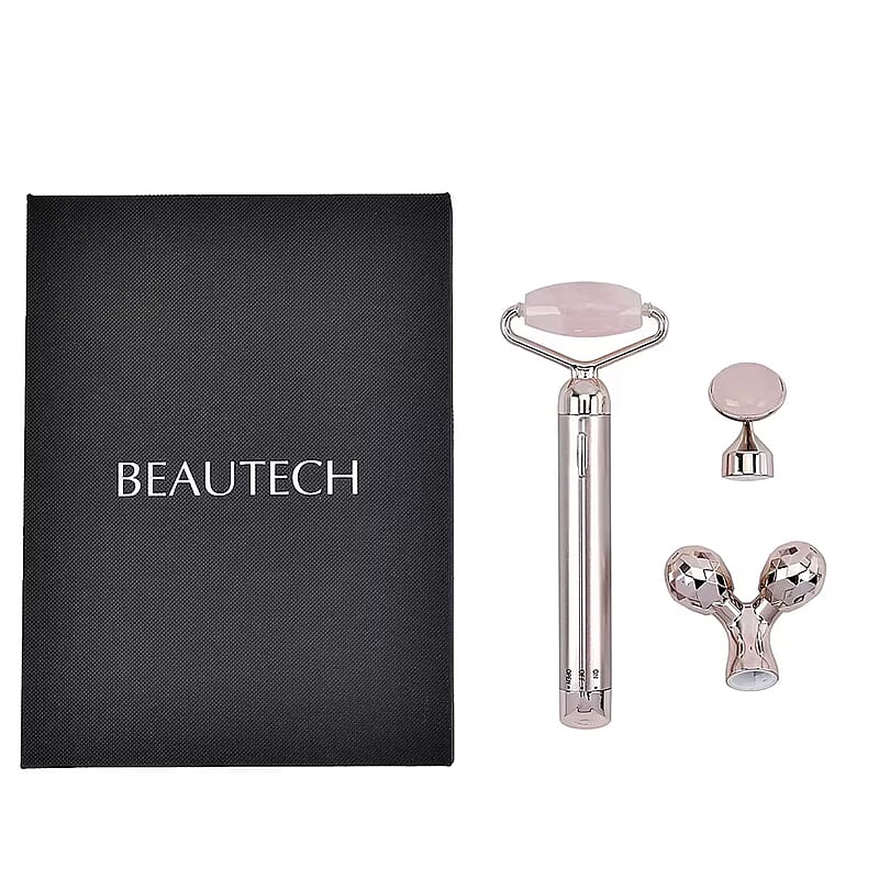3-in-1 Electric Rose Quartz Vibration Massager Roller (1xAA Batteries Not included)