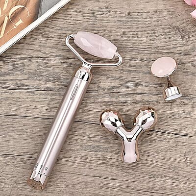 3-in-1 Electric Rose Quartz Vibration Massager Roller (1xAA Batteries Not included)