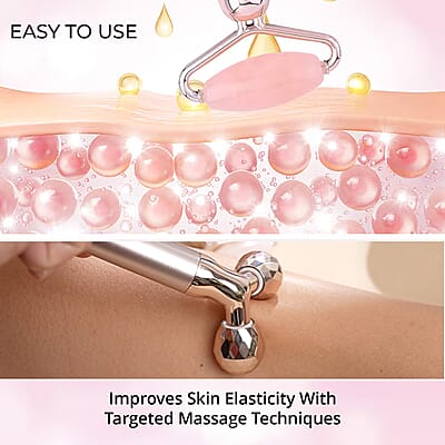 3-in-1 Electric Rose Quartz Vibration Massager Roller (1xAA Batteries Not included)