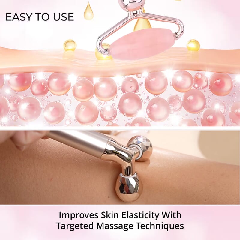 3-in-1 Electric Rose Quartz Vibration Massager Roller (1xAA Batteries Not included)